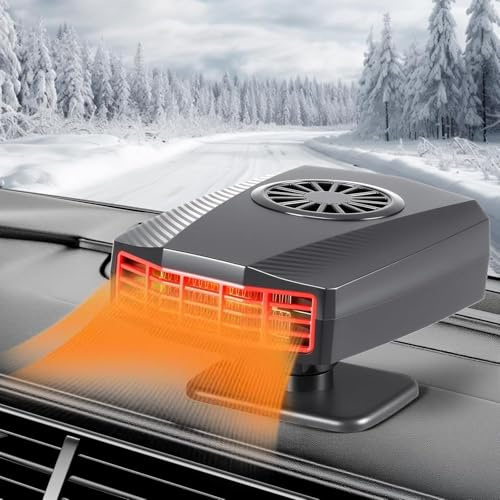 Chuankefanxing Chauffage de voiture 2 en 1 - Chauffage rapide - Désembuage - 12 V - 150 W - Portable - Allume-cigare - Rotation à 360° - Dégivreur de pare-brise pour véhicule