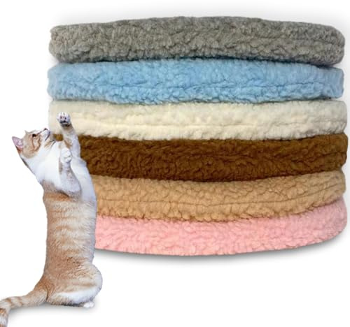 Waigg Kii Rundes Katzenbett, Lamm-Fleece, dicke Haustiermatte, kleines waschbares Kätzchen-Sitzkissen, Katzenkisten-Matratze, Boden-Haustierbett, tiefschlafendes Katzenkissen für Indoor-Katzen (Grau