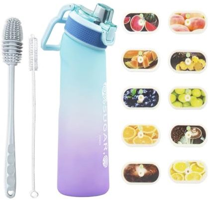 Générique Gourde Sport,avec Lot de 10 capsules aromatiques pour bouteille d'eau,Pods parfumés pour eau aromatique 0 sucre, Sans BPA,700ml bouteille d'eau étanche, pour gym,Camping et randonné