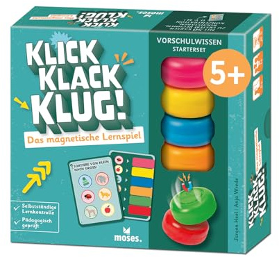 Moses. klick Klack Klug! – Das magnetische Lernspiel für die Vorschule, Starterset mit Magnetturm, pädagogisch geprüftes Spiel, für Kinder ab 5 Jahren