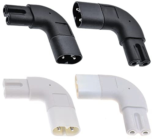 HAAMNING7 Adattatore CA IEC320 da C7 a C8 ad angolo retto, 90 gradi C7 femmina a C8 maschio a 2 pin Figura 8 Convertitore spina di alimentazione CA, bianco e nero (confezione da 4)