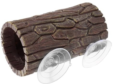 Alasum Eidechsenversteck mit Saugnapf aus Polyresin Reptilienfreundliches Baumstamm Ornament für Terrarien Sicheres Versteck für Geckos und Amphibien