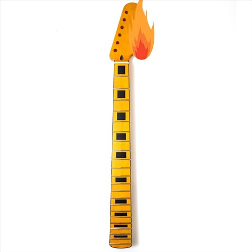 E-Gitarrenhals aus Ahorn mit 22 Bünden, für Fender ST, 64,8 cm (25,5 Zoll), große Kopfplatte, modernes C-Profil, 24,1 cm Radius, schwarze Blockeinlagen