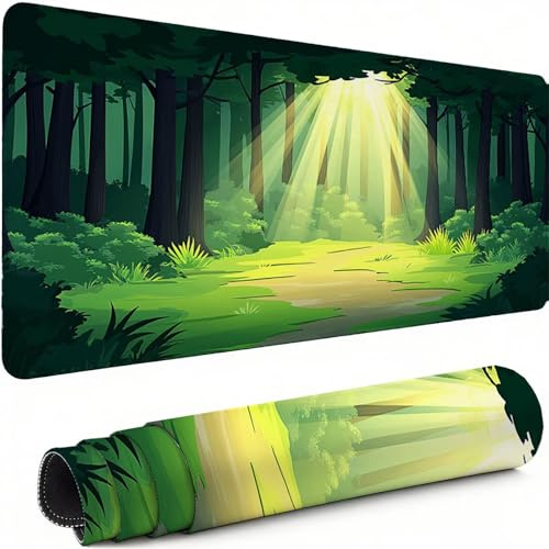 Alfombrilla de Ratón para Juegos Luz del Sol Alfombrilla Ratón XXL 1200 x 600 mm, Mouse Pad con Base de Goma Antideslizante, Bosque Protector Escritorio Desk Mat, para Oficina Gaming en Casa C-5684