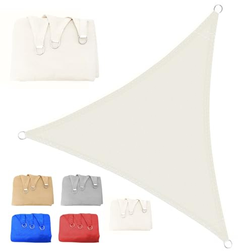 Tenda A Vela Triangolare 4x4x4m Vela Ombreggiante 185gsm HDPE Traspirante Protezione Raggi UV 95% per Esterno Giardino terrazza, Crema