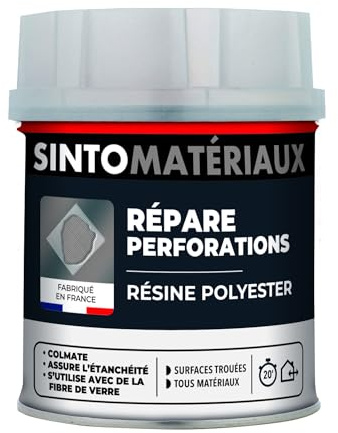 SINTO Résine polyester répare métaux plastiques et composites 500g | Consolide colmate et imperméabilise, gouttières volets carrosserie et stratifiés, intérieur et extérieur