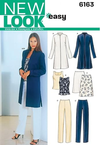 New Look Ladies Easy Sewing Pattern 6163 Jacket, Top, Skirt & Trouser Pants