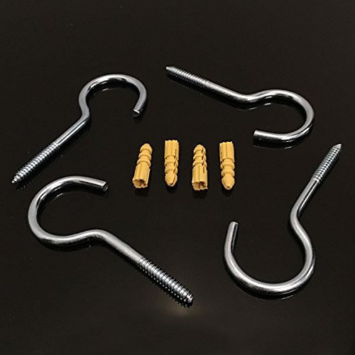 1Buy UK 4 Large Metal Screw in Hooks 10cm / 100mm Washing Clothes Line Wire Rope Fixing Plant Hanging Basket Hangers