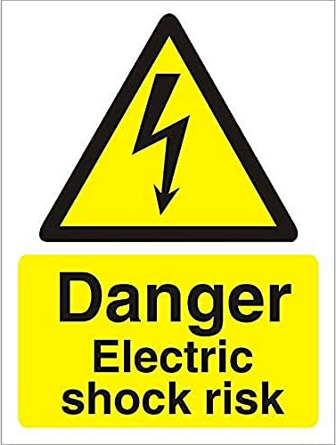 Seco Danger Electric Shock Risk Sign, 150mm x 200mm - 1mm Semi Rigid Plastic