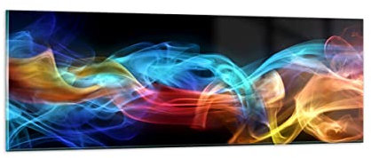 Moderne Impression sur Verre Résumé air coloré figure Image Tableau en Verre Decoration Murale 90x30cm Deco Cadre Salon Chambre Cuisine Panoramique Petit Tableaux Decoratifs Muraux Art GAB90x30-2171