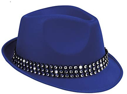 narrenkiste B04119 blau Hut Popstar Diamond Trilby Discohut Partyhut Hippiehut