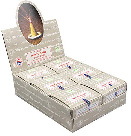 Satya White Sage Incense Dhoop Cones 12 Cones = 12 Packs