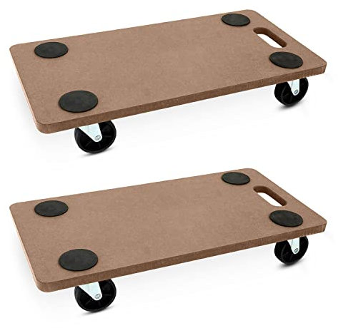 Pack of 2 Wheeled Dolly – Furniture Moving with EVA Foam Grip Pads, Wooden Base, 59x29x18cm – Furniture Lifter Trolley for Home, Office & Warehouse Use