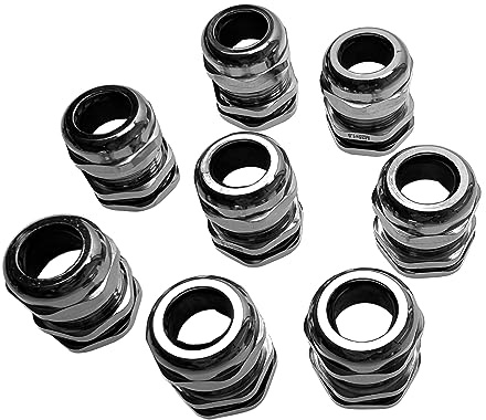 8 unidades M25 x 1,5 (MESSING metal) prensa/pasacables con contratuerca para diámetro de cable de 10 mm a 14 mm y diámetro de montaje de 25 mm hasta 25,2 mm IP68 (métrico)