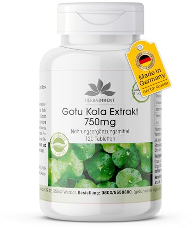 Gotu Kola 750mg - extrait à haute dose - végétalien - 120 comprimés - avec zinc et vitamine C | Warnke Vitalstoffe - Qualité des pharmacies allemandes