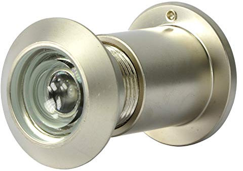 Türspion Messing mit Sichtschutz Bohrloch ∅27mm Spion für Türblätter Weitwinkel-Türspion 200° für 40-70mm Haustür Hochwertige Echtglaslinse (Nickel Satin)