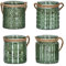 Lot de 4 photophores en verre vert kaki Hauteur 10 cm Décoration de table Bougeoirs décoratifs Lin