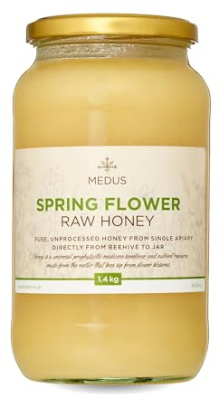 Earthbreath Spring Flower Raw Honey 1.4Kg - Pure, Unprocessed, Unpasteurised - From Single Apiary - Natural Healthy Sweetener for Cooking, Coffee, Tea, Juice, Drinks, Food