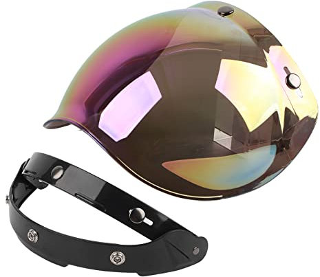 Ymiko Motorcycle 3-snap Motorcycle Helmets Flip Up Face Visor Wind Shield Lens Sun Visor Shield Windproof Helmet Lens Colored Standard Open Face Retro