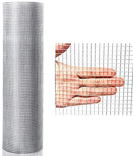 GOPLUS Volierendraht, Wühlmausgitter aus Eisen, Maulwurfgitter, 7x7mm, Verzinkt und Galvanisiert, Gartenzaun für Hase Wühlmaus Vogel & andere Kleintiere (1,2 m × 15 m)