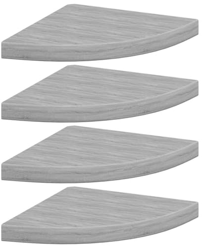 vidaXL 4X Eck Wandregal Eckregal Bücherregal Hängeregal Schweberegal Wandablage Regal Dekoregal Büroregal Wohnzimmer Betongrau 35x35x3,8cm MDF