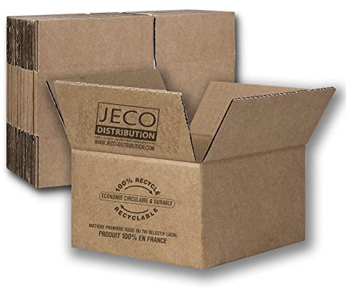 JECO - Lot de 100 cartons caisses américaines 230 x 190 x 120 mm simple cannelure cartons d'expédition colis déménagement