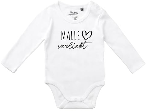 Huuraa Baby Body Malle verliebt Geschenk | Unisex Wickelbody mit Druckknöpfen Bio Baumwolle Fairtrade Langarmbody Geschenkidee Langarm Babybody