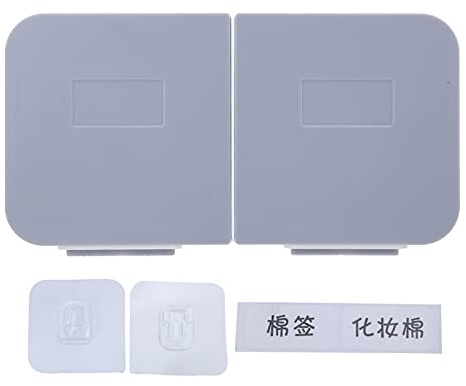 BAOFUYA Make-up-Box-Organizer Wandmontiert mit Klappdeckel-Halter, Kosmetik-Wattestäbchen-Spender für Badezimmer, Weiß Grau