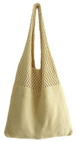 Facynde Sommer Strand Tasche, Damen Stroh Handtasche Sommer Korbtasche Basttasche Casual Tasche Für Reise Schule Arbeit Einkaufen