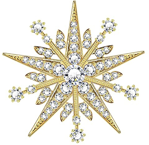 KristLand Stern Brosche Funkelnder Kristall Brosche Vintage Braut Corsage Art Deco Band Barock Brosche Braut Hochzeit Party Geburtstag Geschenk für Frauen Damen
