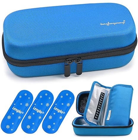 YOUSHARES Insulina Pen Case Medicine Borsa Termica con 3 Pezzi Nylon Ice Pack - Kit per diabetici di Insulina Cooler per Strumenti Diabetici (Blu)