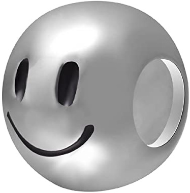Smiley Gesicht Charms, Fit Pandora Valentinstag Armband, 925 Sterling Silber Runde Ball Smile Face Bead wie Fußball, Geschenk für Liebhaber/Schwester/Ehefrau/Paar