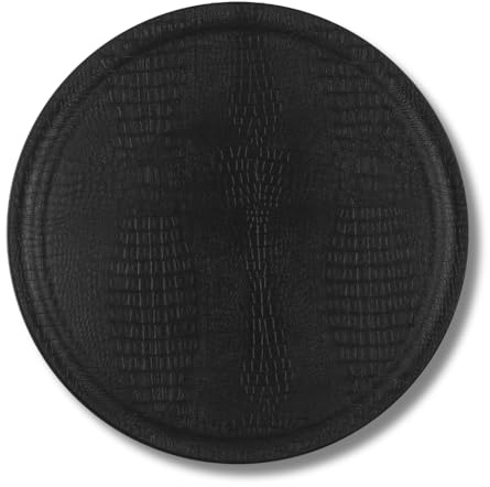 Platex - Plateau Limonadier Rond de Service Croco Noir de 45 cm - Fabrication Française - Plateau Design Décoratif pour La Table - Plateaux Élégants - Antidérapant , Plusieurs Coloris Disponibles