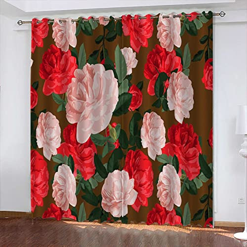 MTBDyyds Bunt Stilvoll Blumig 280X160Cm Verdunkelungsvorhänge 3D Drucken Verdunklungsvorhänge Kinderzimmer 2 Stück Vorhang Blickdicht Ösenschal Kindergardinen Junge Verdunklungsgardine