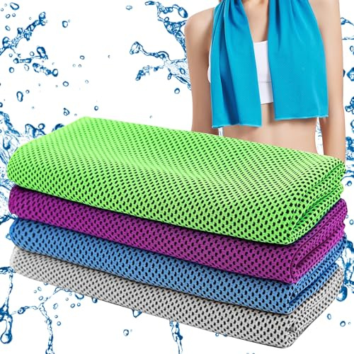 UTEFIF 4 Stück Mikrofaser Handtuch,Cool Towel für Sommer,Sport Kühlhandtuch Set für Fitnessstudios/Fitness/Strand/Joggen/Yoga/Golf/Camping.