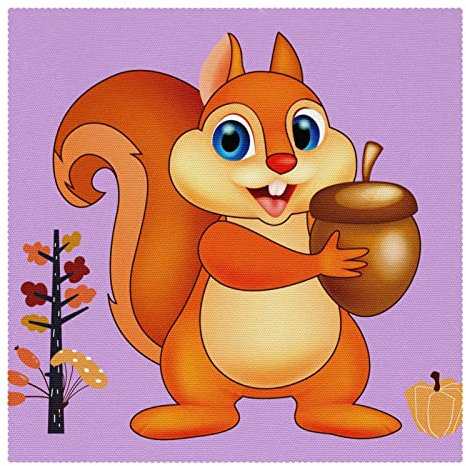 Quadratisches Tischset, Esstisch-Tischset, waschbare Tischsets,Tier Cartoon Tier Tannenzapfen