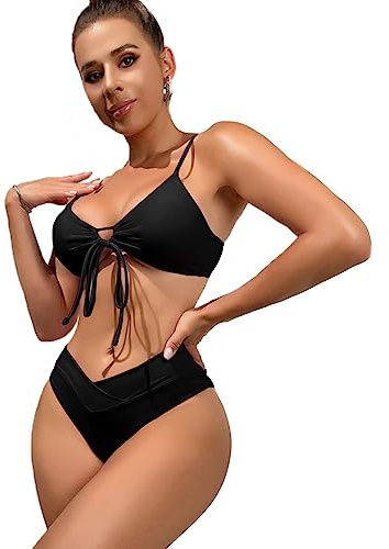 TTPSRY Damen Zweiteilig Bikini Set Push Up Zierausschnitten Lace Up Bikini Sets Badeanzug Strandbikini Swimsuit