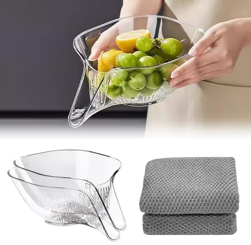 Muviitvi 2 Stück Durchsichtig Multifunktionaler Abtropfkorb,Ablaufkorbtrichter für Küchenspüle,Entwässerungskorbtrichter,Abtropfkorb-Trichter zum Waschen von Gemüse, Obstsalat