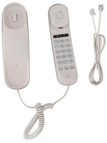 Telefono Domestico con Filo, Telefono Fisso Fissabile a Parete con Suono Chiaro per Anziani, Telefono Fisso Leggero con Filo con Volume Regolabile per Casa, Ufficio, Hotel (WHITE)