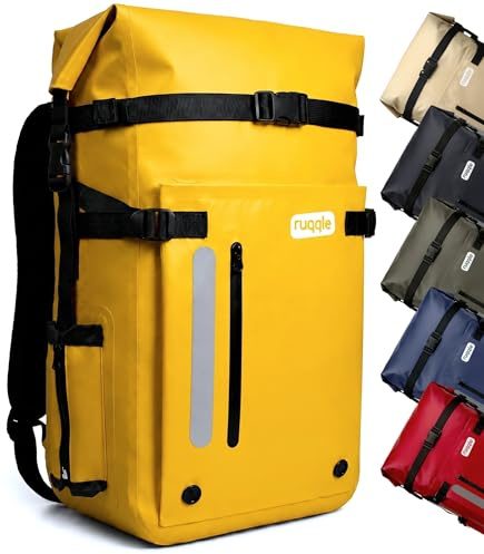 Ruqqle Wasserdichter Rucksack, vielseitig, wasserdicht Tasche, Dry Bag 20/30/45 l, mit 3 Außentaschen, komfortabel, RollTop, Strand, Boot, Kanu, Paddel, Kajak, Wandern, Camping, Angeln, Motorrad
