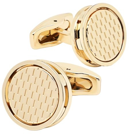 Jonwo Round Golden Cufflinks for Men Lady In Gift Case for French Shirt
