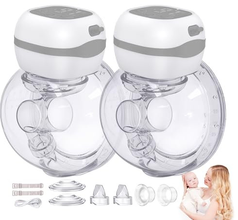 Jheppbay Elektrische Milchpumpe – Milchpumpe Elektrisch Tragbar Freihändig mit 3 Modi und 12 Stufen, 5s Schnellinstallation, BPA-frei, Schmerzfrei Leise(2 Stück)