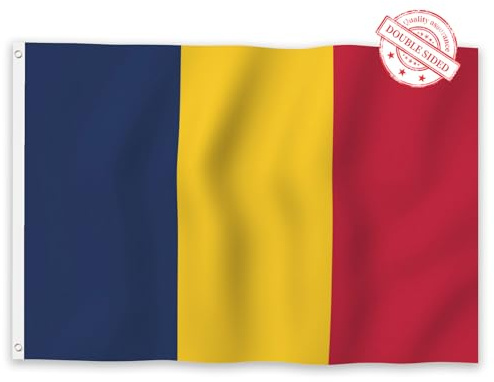 Aoihrraan Bandera Rumana 180x300cm Doble Cara Bandera Rumana Celebración Al Aire Libre Pancarta Patio Familiar Fiesta Bandera Decorada Con 2 Anillos Fuertes