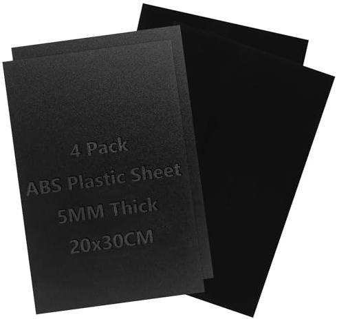 CYEER 4er Pack ABS Kunststoffplatten Schwarz (20x30 cm), 5mm Starke Plastikplatten für Modellbau, DIY Handwerk, KFZ-Verkleidungen & Gehäusebau, Leicht Thermoformbar & Schlagfest