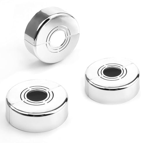 Rosette Shower Fitting (3 Pieces), Rosette for Radiator Pipes, Cover Rosette, Tap Cover, 3 Sizes in 1 Heating Pipe Cover, for Diameter 20 mm/25 mm/33 mm, for Tap Decoration, Shower