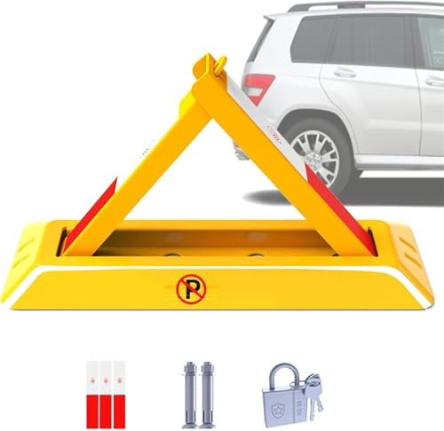 Yoeoefuo Absperrung Einparkhilfe Garage Absperrpfosten 48CM 60CM 70CM Manuelle Parkplatzsperre Mit Reflexstreifen Wetterfest Parkplatzsicherung Klappbar Parkverhinderer Parkplatzschranke(60CM)