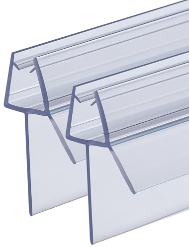 QOROCO Shower Door Seal Strip 2Pcs 80 cm for 4-6mm Glass, Covers up to 20mm Gap Shower Screen Seal Strip Replacement Rubber Plastic Bath Shower Screen Seal Strip Shower Door Bottom Seal