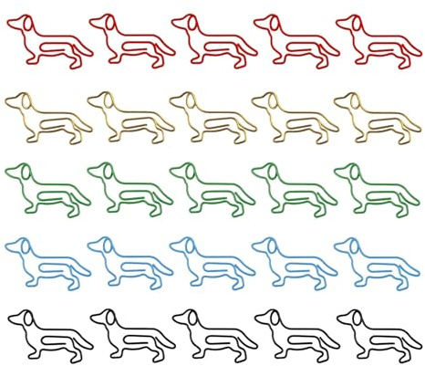 50 Stück Büroklammern, Büroklammern Motiv Dackel Bunt Metall Kleine Klammern Dachshund Tiereform Lesezeichen Paper Clips Briefklammern Papierklammern Aktenklammer für Postkarten Büro Schule