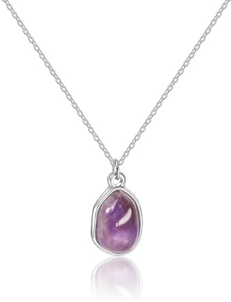 Yifnny unregelmäßige Edelstein Halsketten für Frauen, Edelstahl Gold Silber Teardrop Halskette Naturstein Anhänger für Frauen Kristall Mondstein Schmuck Geschenke