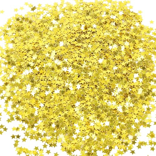 HOTUT Sterne Konfetti Gold, 45g Glitzersterne Konfetti Streudeko Weihnachten, Sterne Pailletten Confetti Tischdeko für Hochzeit, Geburtstag, Partys, Jubiläen (Gold)